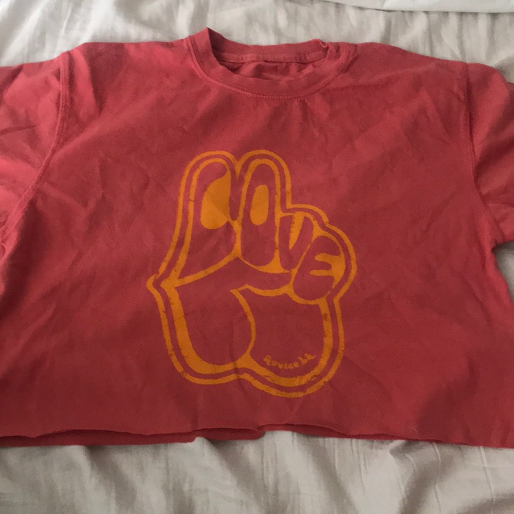 Revice Denim “Love” crop top